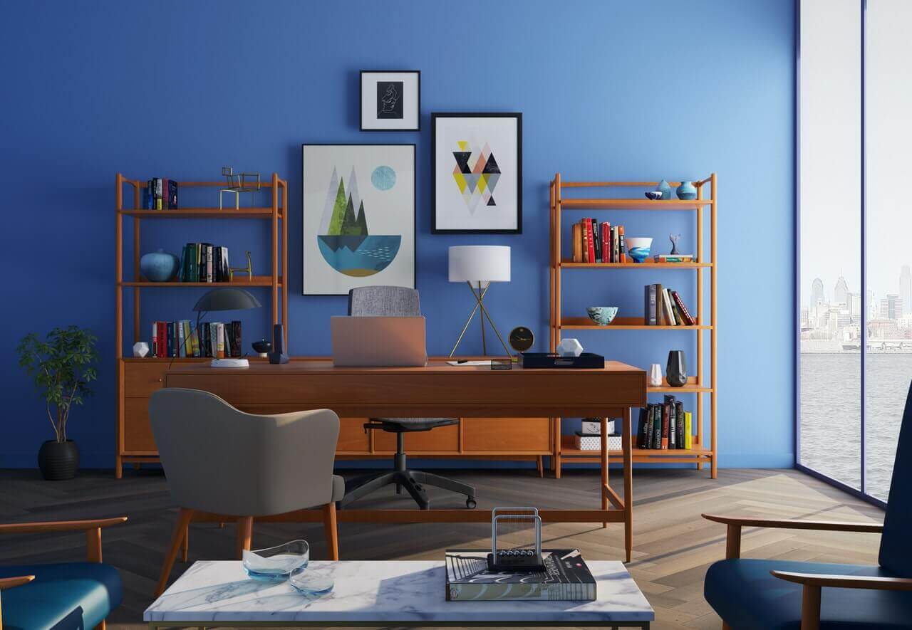 bright blue wall paint