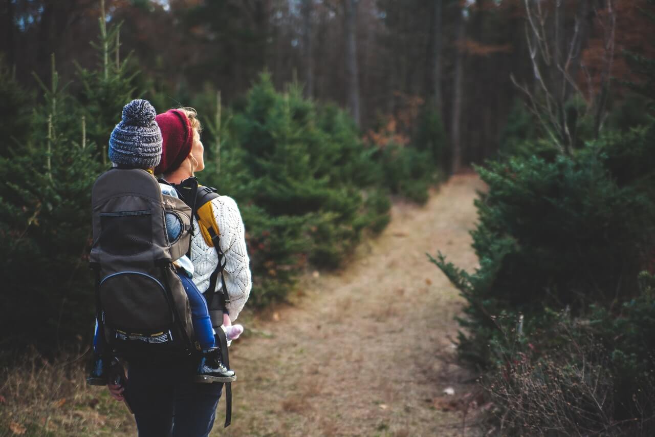 hiking on mountain trail